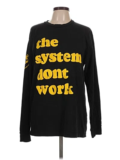Pre-owned Assorted Brands Long Sleeve Top Black Crew Neck Tops