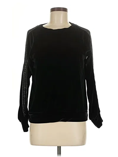 Pre-owned Assorted Brands Long Sleeve Top Black Crew Neck Tops