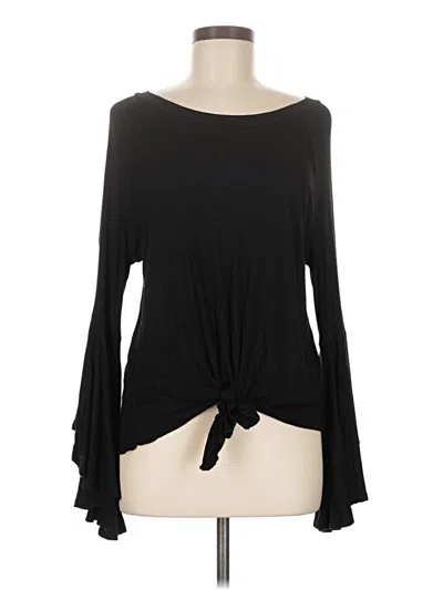 Pre-owned Assorted Brands Long Sleeve Top Black Keyhole Neckline Tops