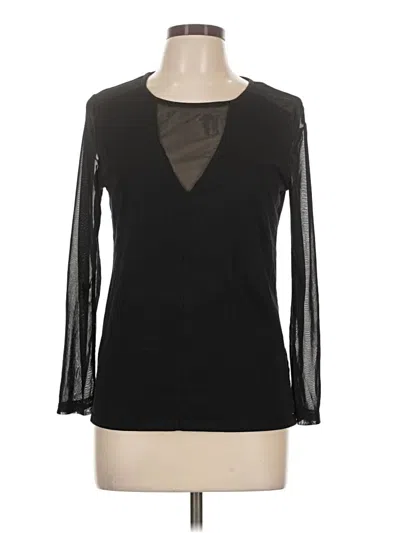 Pre-owned Assorted Brands Long Sleeve Top Black Keyhole Neckline Tops