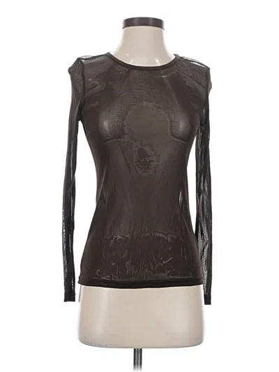 Pre-owned Assorted Brands Long Sleeve Top Black Keyhole Neckline Tops