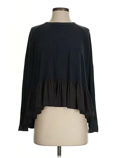 Pre-owned Assorted Brands Long Sleeve Top Black Mock Neckline Tops