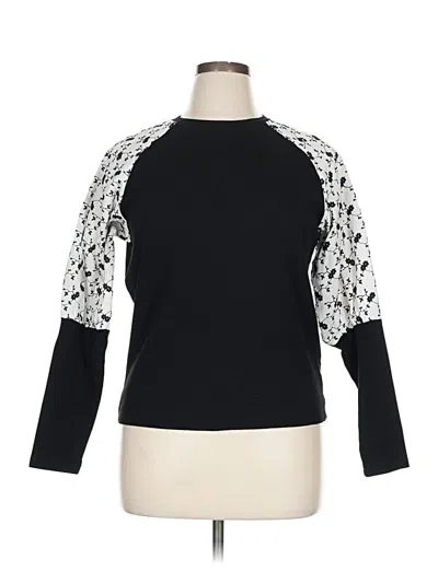 Pre-owned Assorted Brands Long Sleeve Top Black Mock Neckline Tops