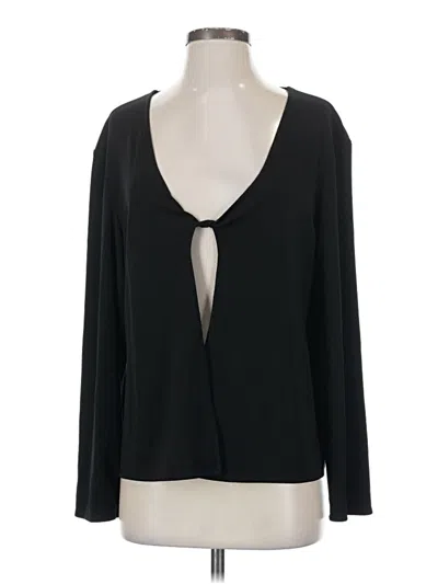Pre-owned Assorted Brands Long Sleeve Top Black Plunge Neckline Tops