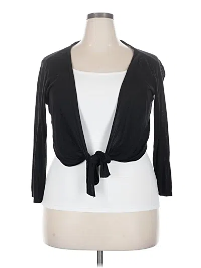 Pre-owned Assorted Brands Long Sleeve Top Black Plunge Neckline Tops