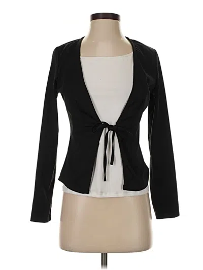 Pre-owned Assorted Brands Long Sleeve Top Black Plunge Neckline Tops