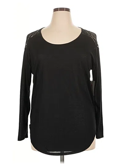 Assorted Brands Long Sleeve Top Black Scoop Neck Tops