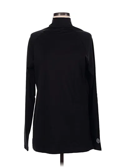 Pre-owned Assorted Brands Long Sleeve Top Black Solid Pattern Turtleneck Tops