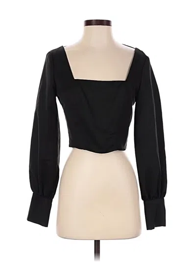 Pre-owned Assorted Brands Long Sleeve Top Black Square Neckline Tops
