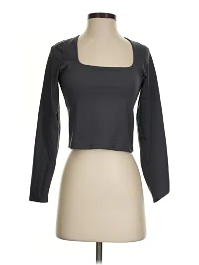 Pre-owned Assorted Brands Long Sleeve Top Black Square Neckline Tops