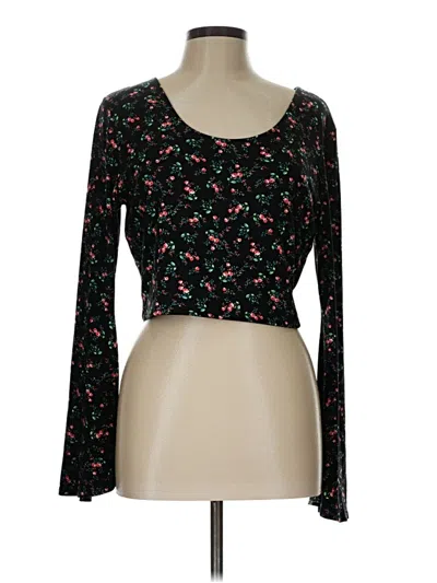 Pre-owned Assorted Brands Long Sleeve Top Black Sweetheart Neckline Tops
