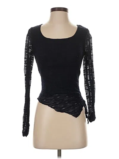 Pre-owned Assorted Brands Long Sleeve Top Black Sweetheart Neckline Tops