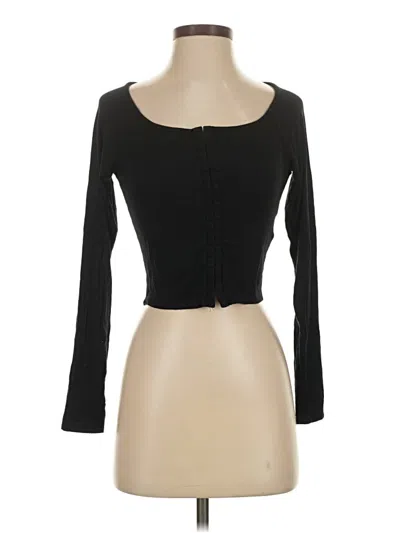 Pre-owned Assorted Brands Long Sleeve Top Black Sweetheart Neckline Tops