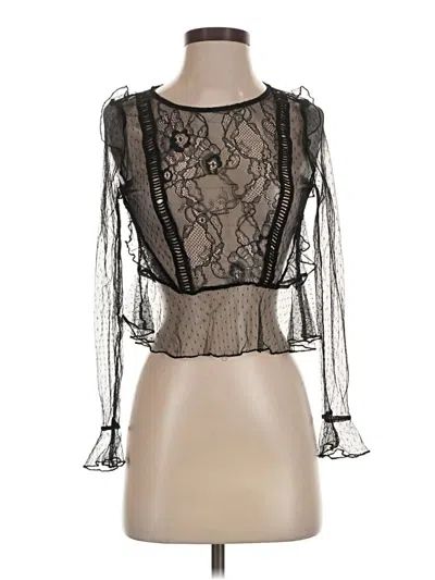Pre-owned Assorted Brands Long Sleeve Top Black Sweetheart Neckline Tops