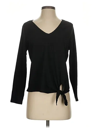 Pre-owned Assorted Brands Long Sleeve Top Black V-neck Tops