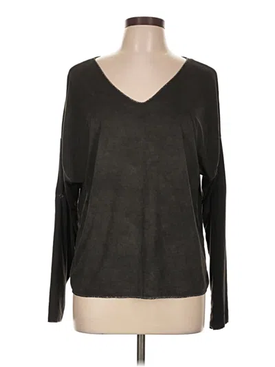 Pre-owned Assorted Brands Long Sleeve Top Black V-neck Tops