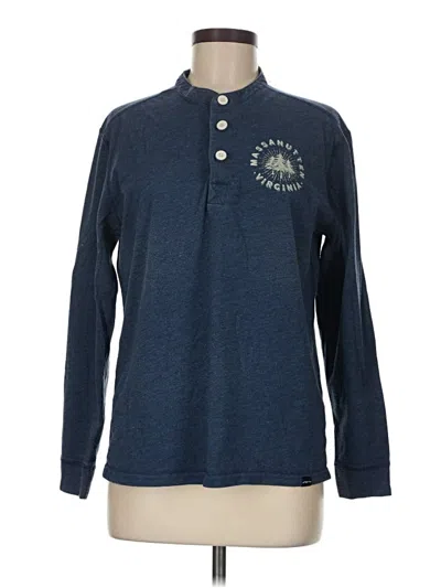Pre-owned Assorted Brands Long Sleeve Top Blue Crew Neck Tops