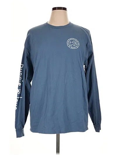 Pre-owned Assorted Brands Long Sleeve Top Blue Crew Neck Tops