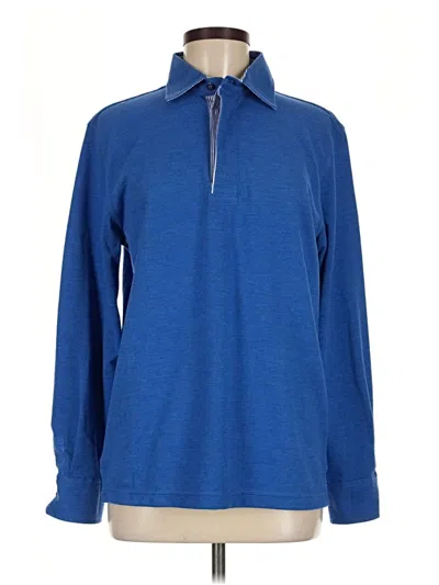 Pre-owned Assorted Brands Long Sleeve Top Blue Mock Neckline Tops