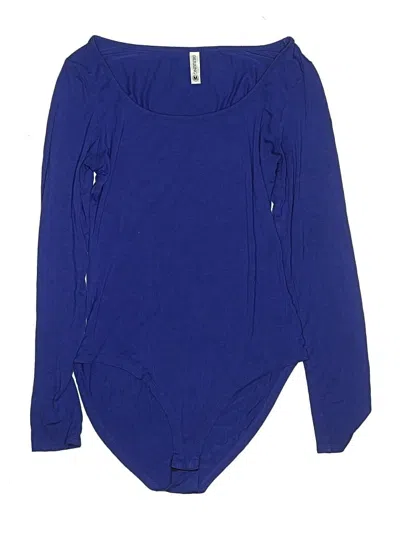 Pre-owned Assorted Brands Long Sleeve Top Blue Scoop Neck Tops