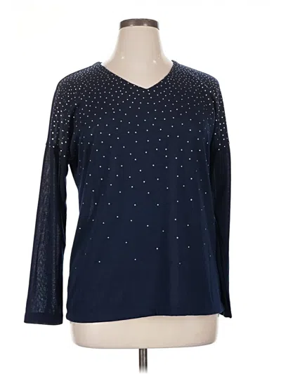 Assorted Brands Long Sleeve Top Blue Stars Pattern V-neck Tops