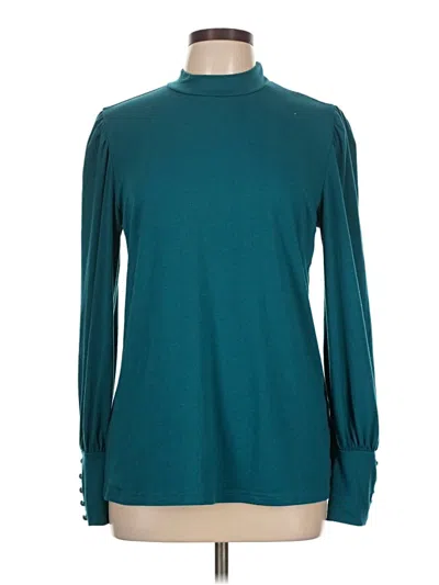 Pre-owned Assorted Brands Long Sleeve Top Blue Turtleneck Tops