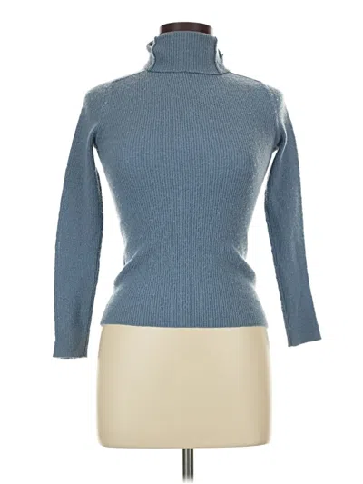 Pre-owned Assorted Brands Long Sleeve Top Blue Turtleneck Tops