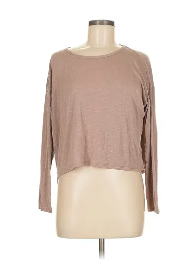 Pre-owned Assorted Brands Long Sleeve Top Brown Boatneck Tops