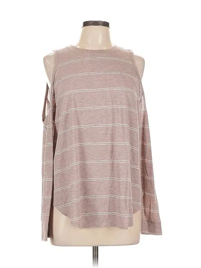 Pre-owned Assorted Brands Long Sleeve Top Brown Cold Shoulder Neckline Tops