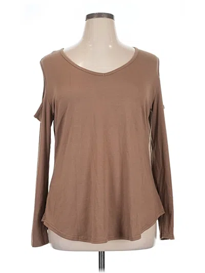 Assorted Brands Long Sleeve Top Brown Cold Shoulder Neckline Tops