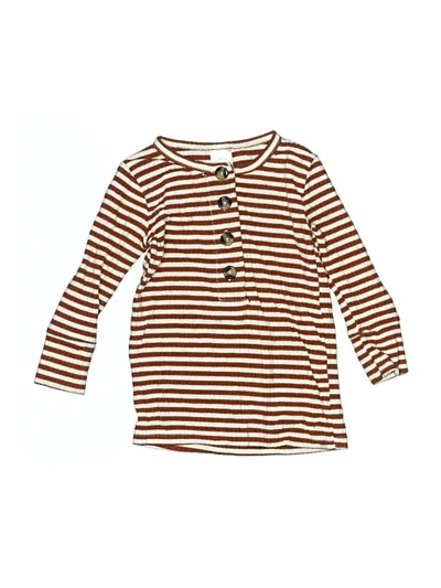 Pre-owned Assorted Brands Babies' Long Sleeve Top Brown Keyhole Neckline Tops