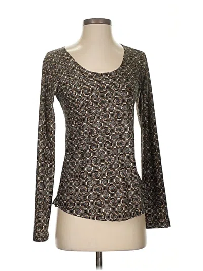 Pre-owned Assorted Brands Long Sleeve Top Brown Square Neckline Tops