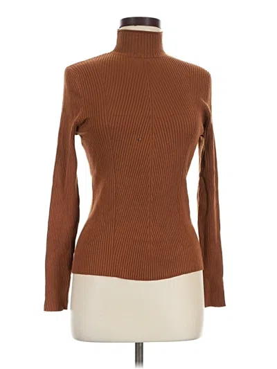 Assorted Brands Long Sleeve Top Brown Turtleneck Tops