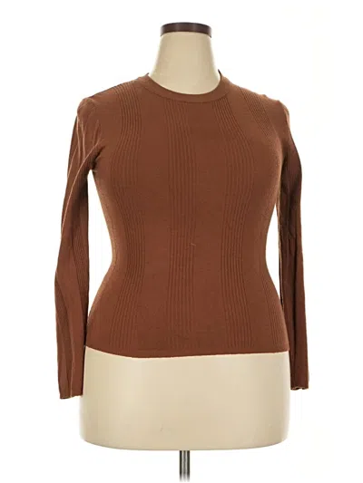 Pre-owned Assorted Brands Long Sleeve Top Brown Turtleneck Tops