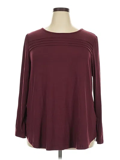 Assorted Brands Long Sleeve Top Burgundy Boatneck Tops