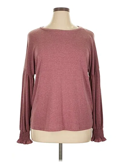 Assorted Brands Long Sleeve Top Burgundy Boatneck Tops