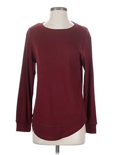 Pre-owned Assorted Brands Long Sleeve Top Burgundy Crew Neck Tops