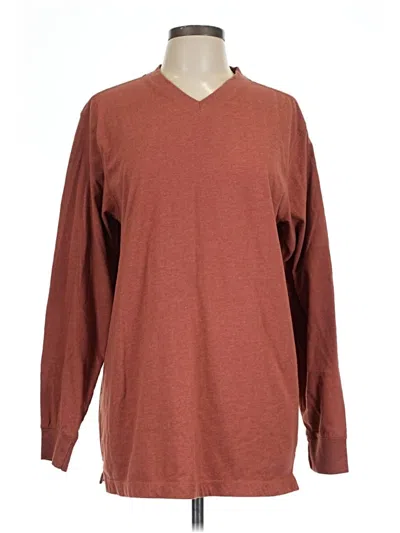 Pre-owned Assorted Brands Long Sleeve Top Burgundy Crew Neck Tops