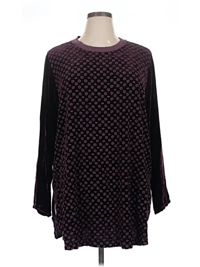 Pre-owned Assorted Brands Long Sleeve Top Burgundy Crew Neck Tops