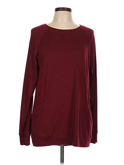Pre-owned Assorted Brands Long Sleeve Top Burgundy Crew Neck Tops