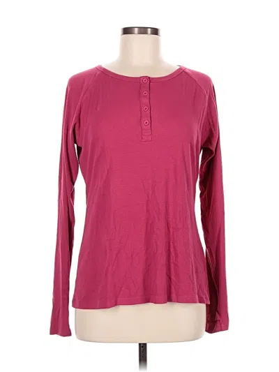 Pre-owned Assorted Brands Long Sleeve Top Burgundy Crew Neck Tops