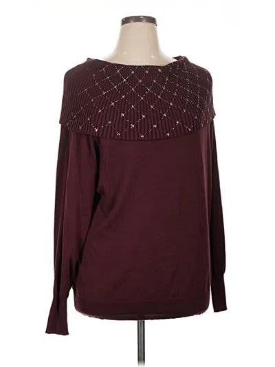 Pre-owned Assorted Brands Long Sleeve Top Burgundy Crew Neck Tops
