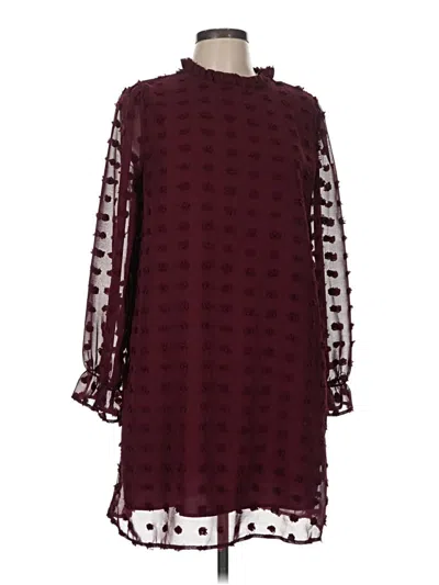 Pre-owned Assorted Brands Long Sleeve Top Burgundy High Neck Tops