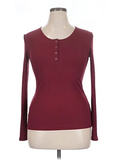 Assorted Brands Long Sleeve Top Burgundy Keyhole Neckline Tops
