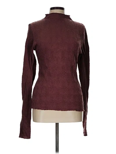 Pre-owned Assorted Brands Long Sleeve Top Burgundy Turtleneck Tops