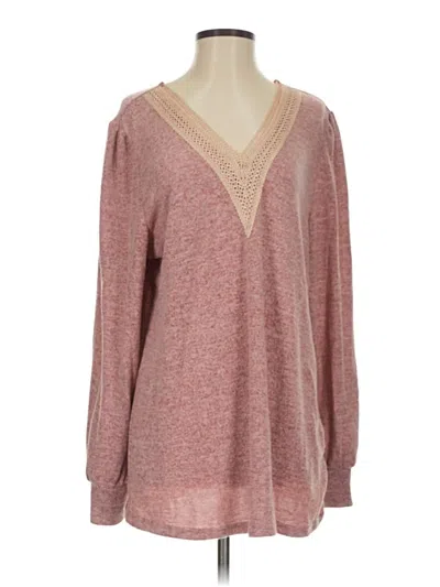 Pre-owned Assorted Brands Long Sleeve Top Burgundy V-neck Tops