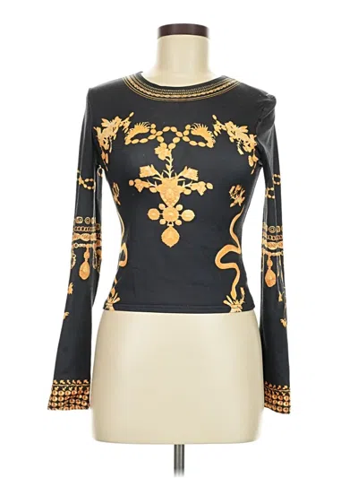 Pre-owned Assorted Brands Long Sleeve Top Gold Boatneck Tops