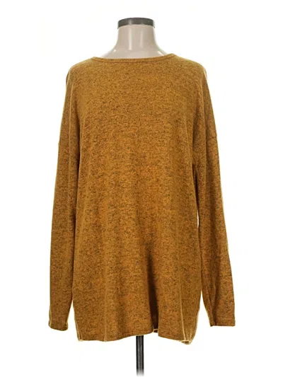 Pre-owned Assorted Brands Long Sleeve Top Gold Crew Neck Tops