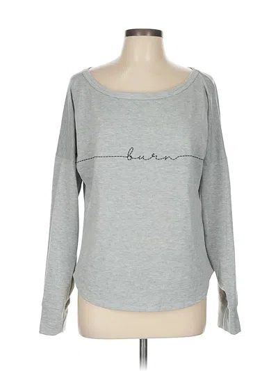 Pre-owned Assorted Brands Long Sleeve Top Gray Boatneck Tops