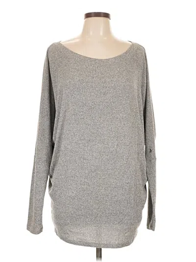 Pre-owned Assorted Brands Long Sleeve Top Gray Boatneck Tops
